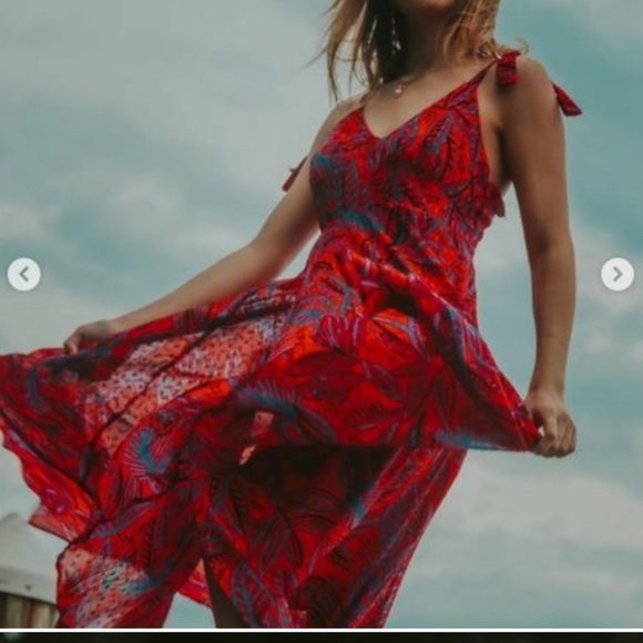 Alexis for Target Botanical Tie Shoulder Dress L - Picture 10 of 15